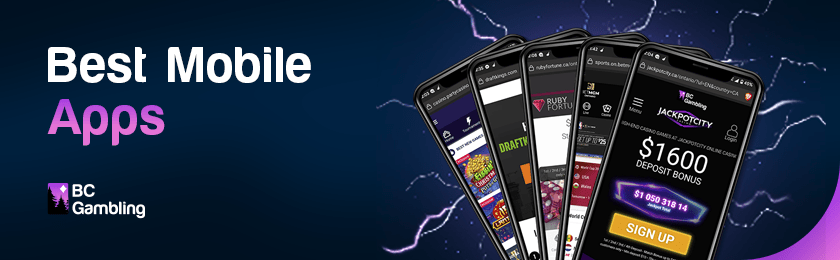 Mobile phones with different Canadian mobile casino apps in Victoria
