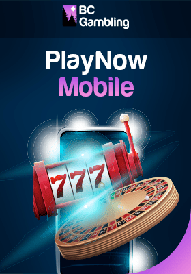 A casino reel and a roulette machine on a mobile phone for PlayNow mobile app