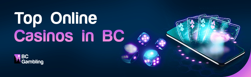 A mobile phone with magical cards and dice for top online casinos in British Columbia