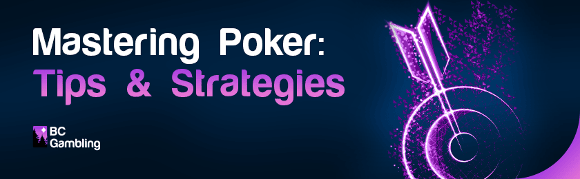 A glowing arrow in the center of a glowing target for mastering poker tips and strategies