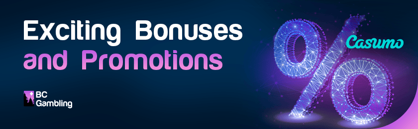 A big discount logo for exciting bonuses at Casumo Casino