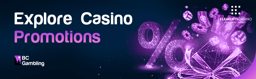 Different casino gaming items for exploring Elements Casino promotions