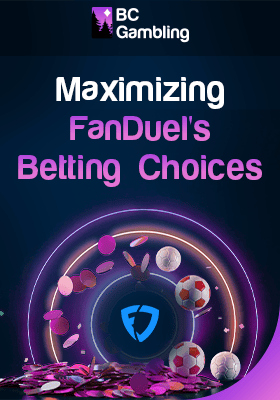 A FanDuel logo on a circle and some sports balls for maximizing betting choices