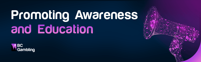A glowing megaphone holding in a hand for promoting awareness and education