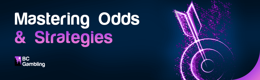 A glowing arrow in the center of a glowing target for mastering odds and strategies