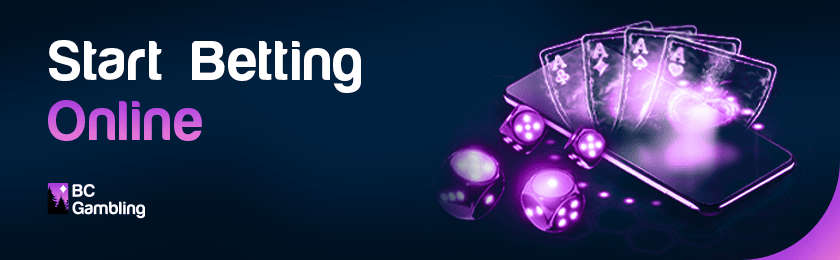 Mobile phone, cards and dice to start betting online