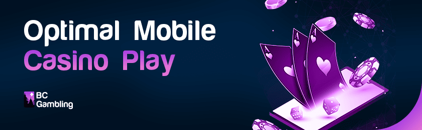 A mobile phone from which cards, dice and chips come out for optimal mobile casino play