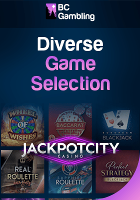 Jackpot City Casino gaming library with their logo for different game selection