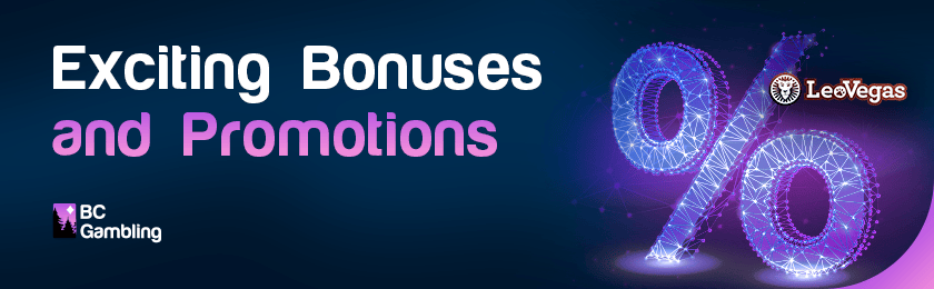 A big discount logo for exciting bonuses at LeoVegas Casino