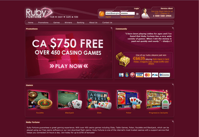Ruby Fortune Casino website screenshot