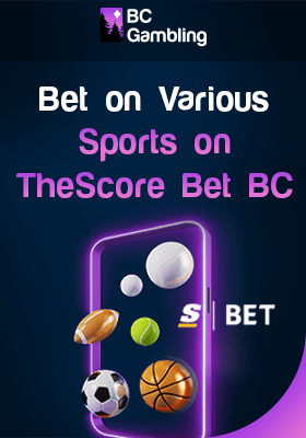 Different sports balls on a transparent mobile phone for bet on various sports on TheScore bet BC
